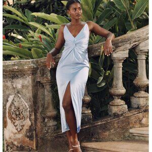 Draped Twist-Front Maxi Dress